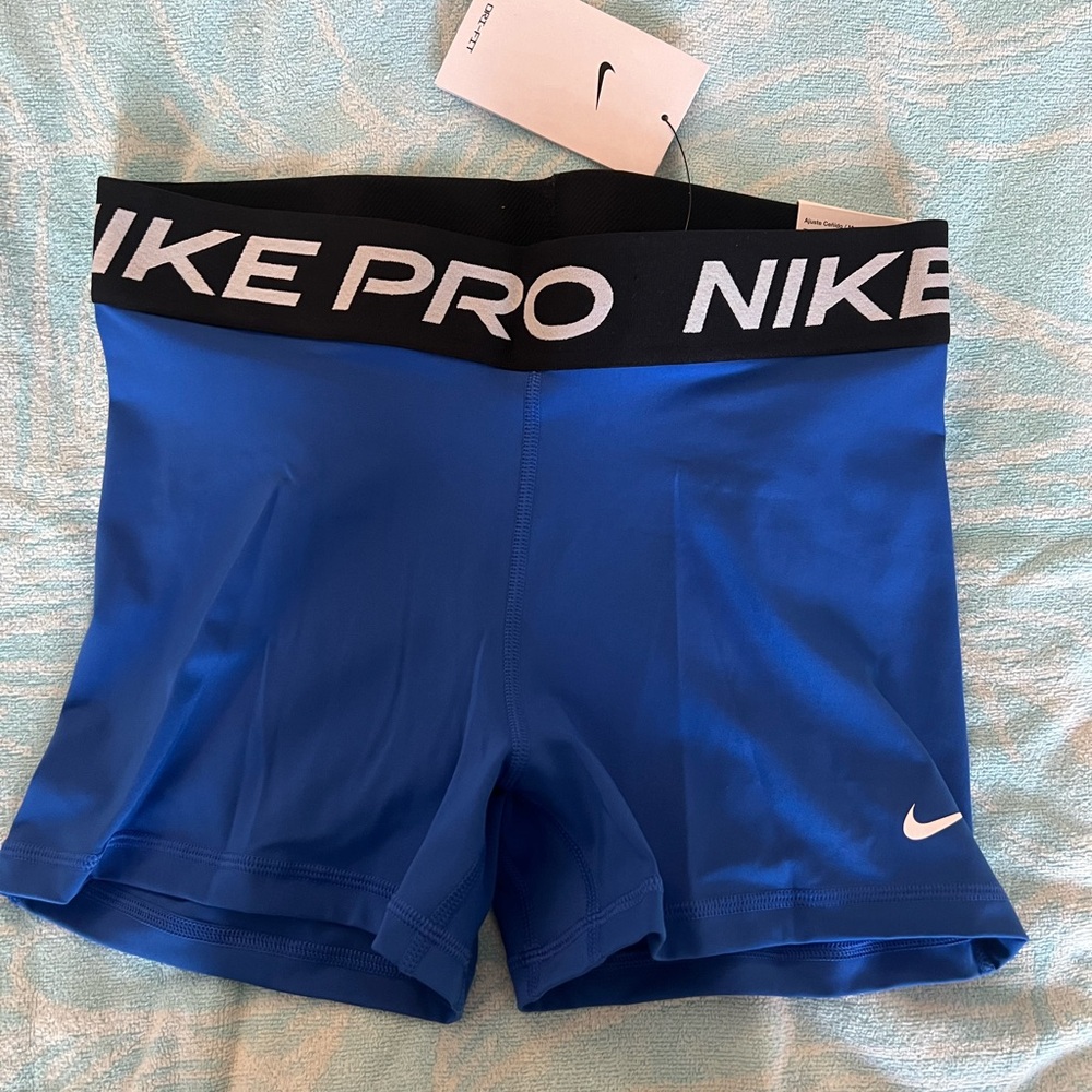 Nike Pro Black and Blue Dri-FIT Shorts Medium 3 inch length